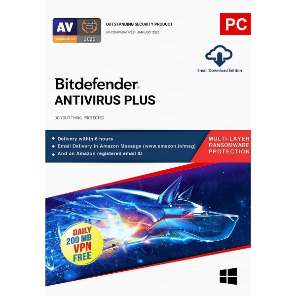 Bitdefender Antivirus Plus 3 User 1 Year Email Delivery
