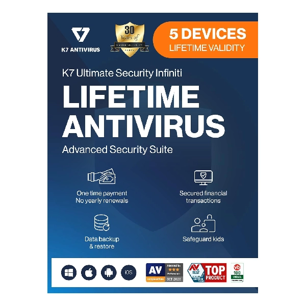 K7 Ultimate Security Infiniti Antivirus 5 User Lifetime Validity Email Delivery